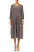 V-Neck Crinkled Truffle Silk Linen Dress 1