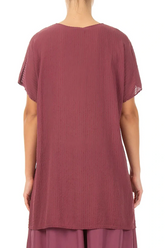 V-Neck Antique Ruby Stripy Silk Viscose Blouse 2