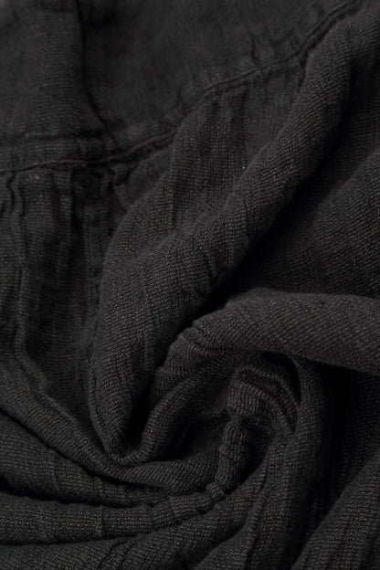 V-Neck Balloon Charcoal Mélange Linen Dress 5