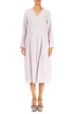 V-Neck Balloon Dotty Lilac Silk Dress 1