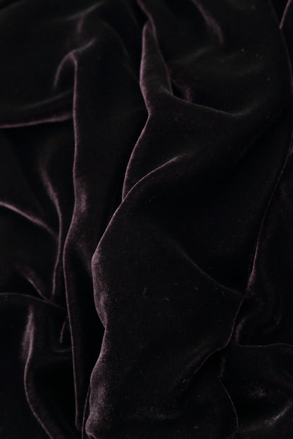 V-Neck Balloon Vintage Violet Silk Velvet Dress 5