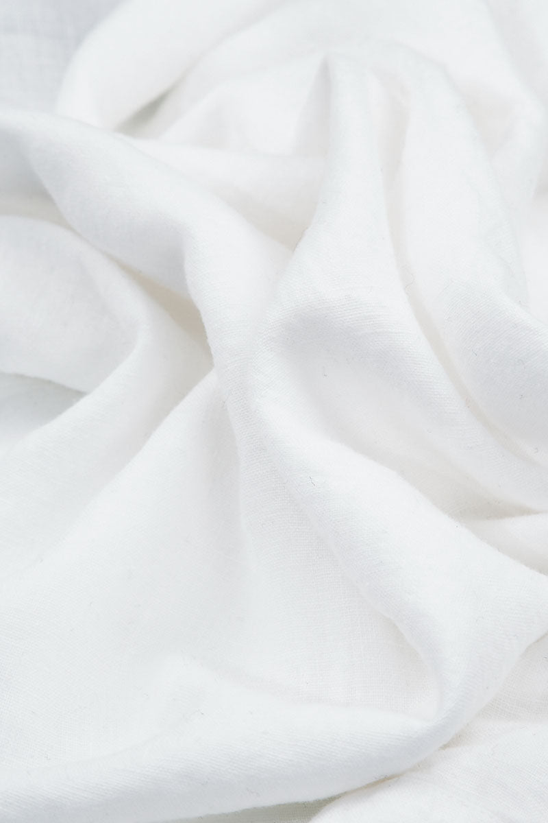 V-Neck Balloon White Linen Dress 5
