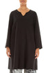 V-Neck Black French Terry Cotton Tunic 1