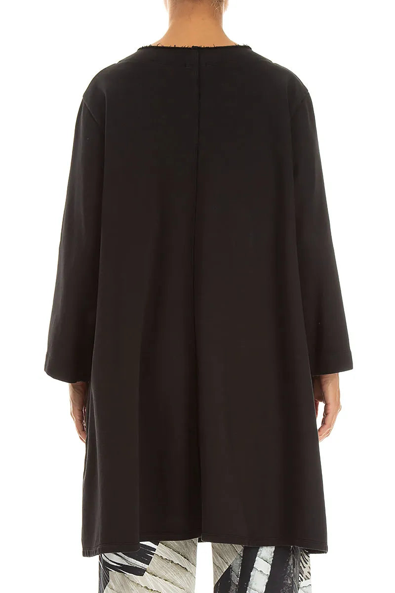 V-Neck Black French Terry Cotton Tunic 2