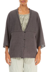 V-Neck Brown Linen Cardigan 1
