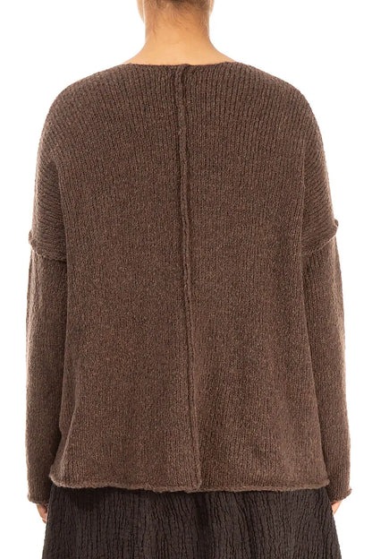 V-Neck Brown Wool Sweater 2