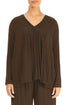 V-Neck Chocolate Silk Viscose Blouse 1