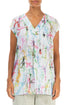 V-Neck Colour Splash Gauze Linen Blouse 1