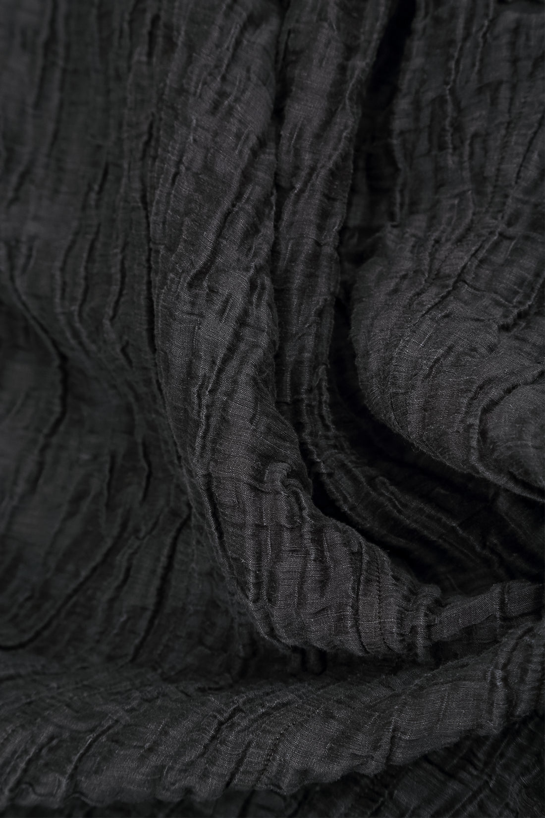 V-Neck Crinkled Charcoal Silk Linen Dress 5