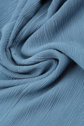 V-Neck Crinkled Light Denim Silk Viscose Blouse 5