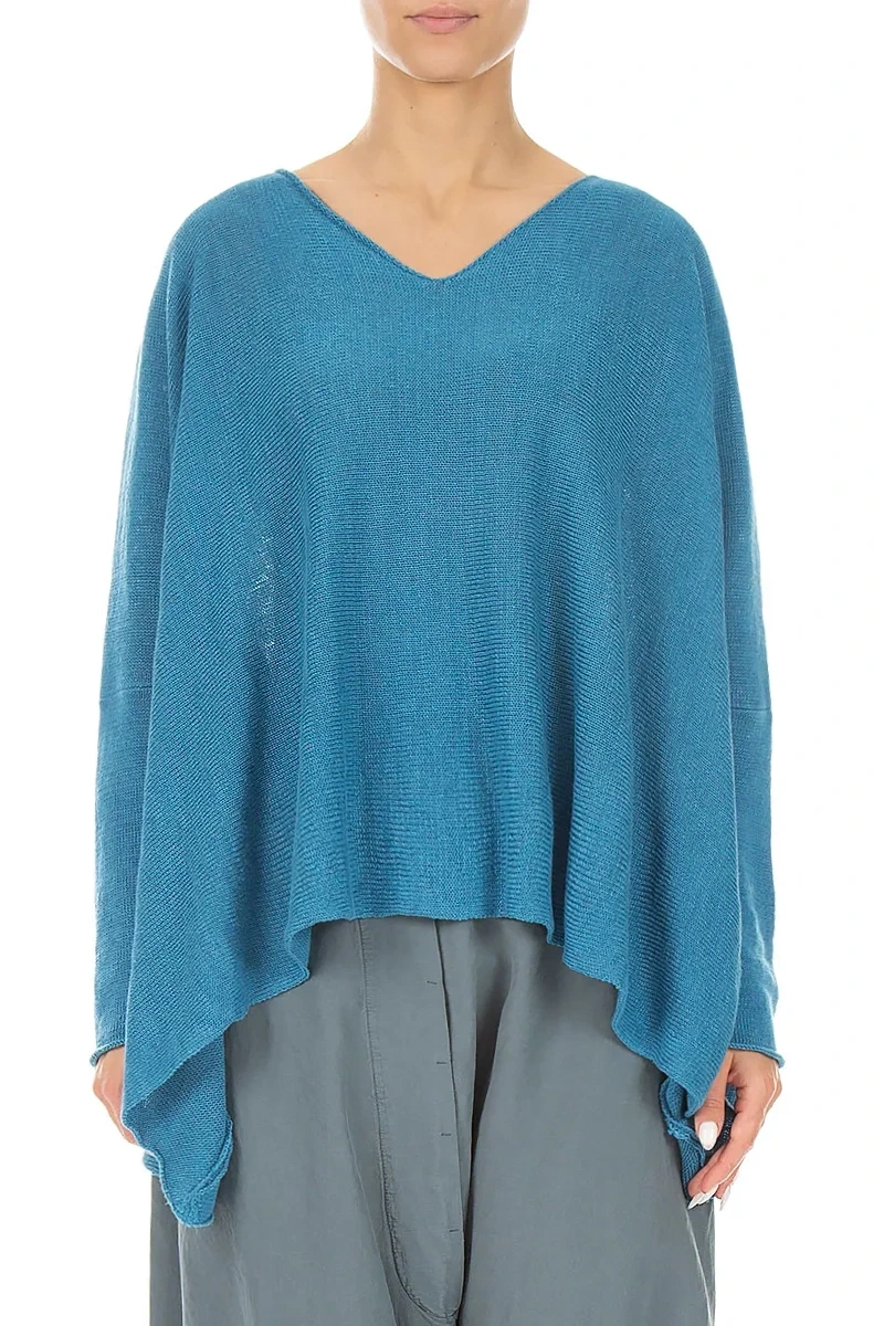 V-Neck Denim Linen Jumper