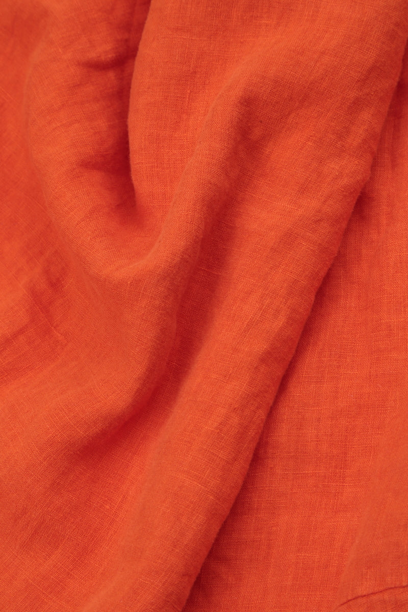 V-Neck Flame Orange Linen Blouse 6