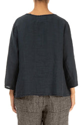V-Neck Graphite Linen Blouse 2