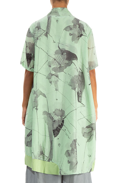 V-Neck Green Sorbet Mirage Silk Cotton Tunic 2