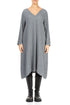 V-Neck Grey Wool Dress 1