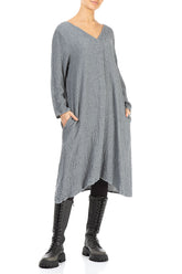 V-Neck Grey Wool Dress 4