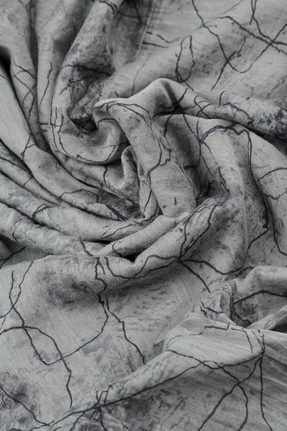 V-Neck Layered Silver Marble Silk Cotton Blouse