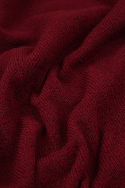 Longer Back V-Neck Maroon Wool Sweater 6