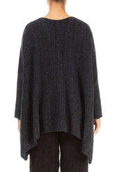 V-Neck Mélange Midnight Purple Wool Sweater 2