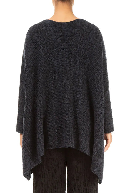 V-Neck Mélange Midnight Purple Wool Sweater 2