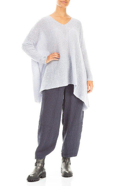 V-Ausschnitt Melange Moonstone Wollpullover