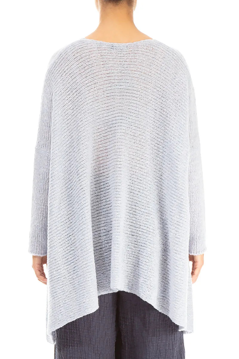 V-Ausschnitt Melange Moonstone Wollpullover