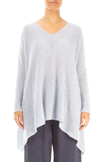 V-Ausschnitt Melange Moonstone Wollpullover