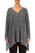 V-Neck Mélange Slate Blue Wool Sweater 1