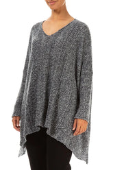 V-Neck Mélange Slate Blue Wool Sweater 3