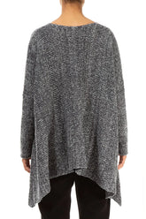 V-Neck Mélange Slate Blue Wool Sweater 2