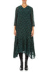 V-Neck Peacock Dotty Silk Dress 1