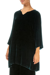 V-Neck Peacock Silk Velvet Tunic 3