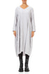 V-Neck Pearl Grey Pleated Silk Bamboo Dress 1