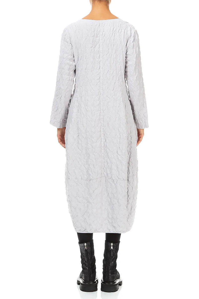 V-Neck Pearl Grey Pleated Silk Bamboo Dress 2