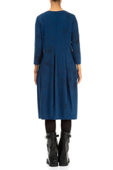 V-Neck Royal Blue Marble Cotton Dress 2