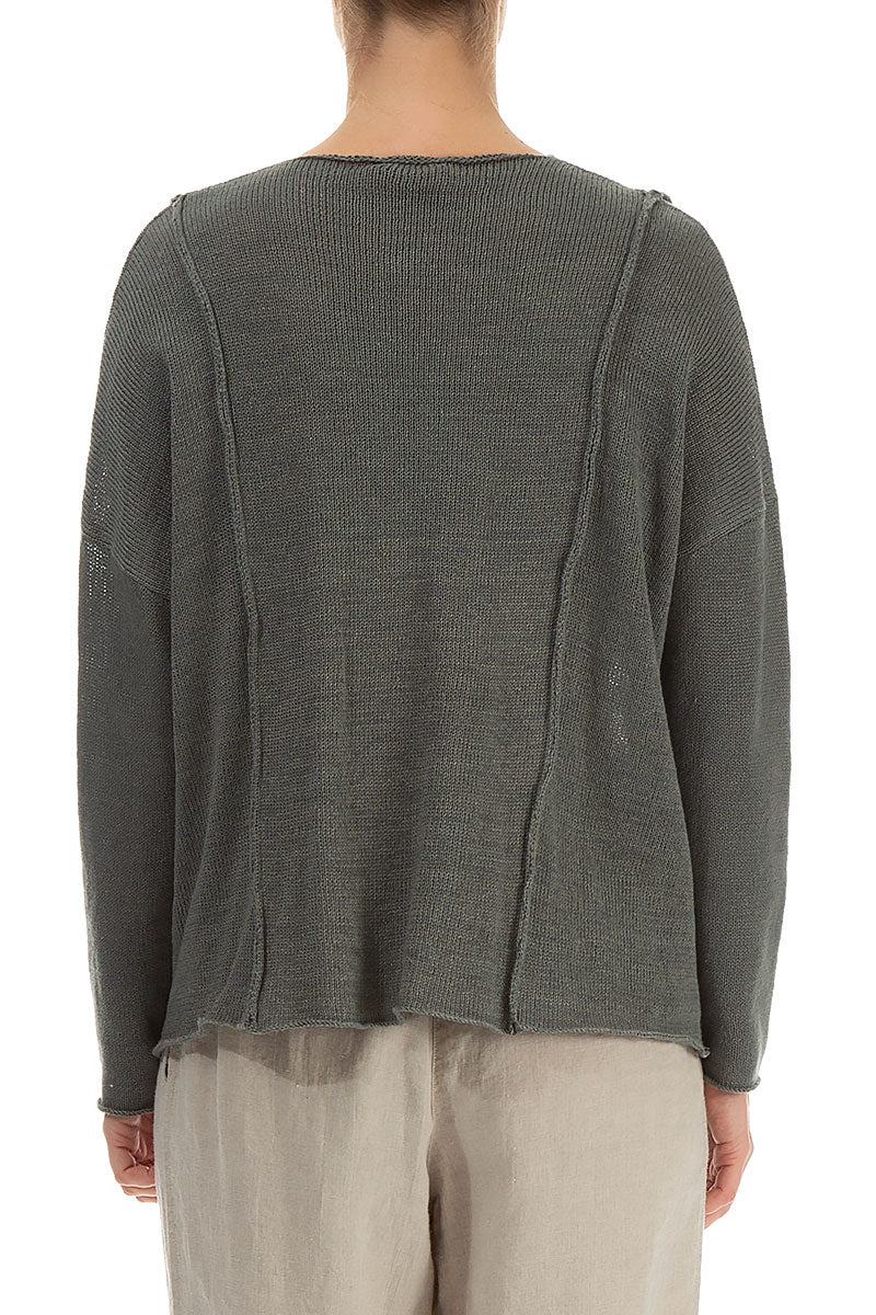 V-Neck Sage Linen Jumper 2