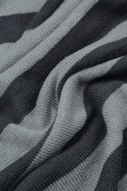 V-Neck Striped Light Grey Linen Jumper 6