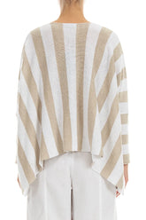 V-Neck Striped Natural Linen Jumper 2