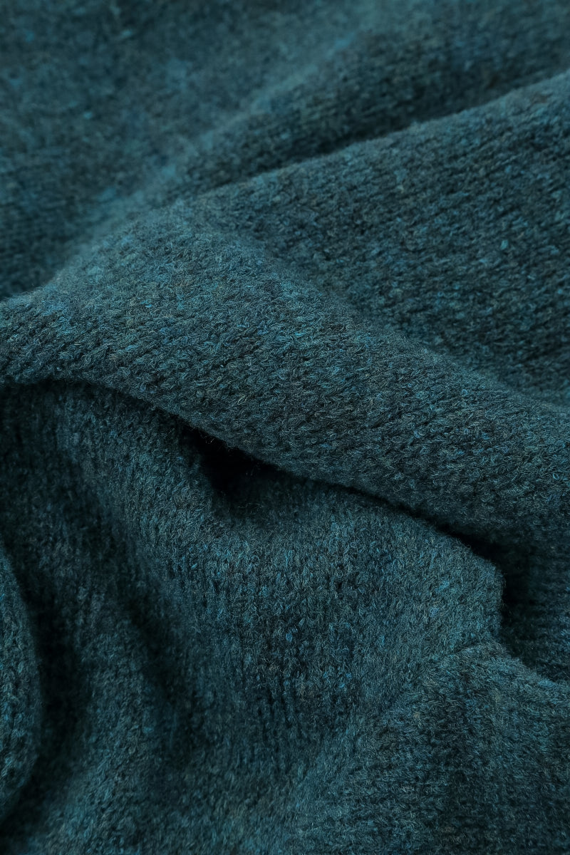 Longer Back V-Neck Teal Wool Sweater