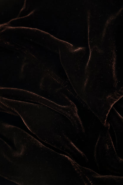 V-Neck Truffle Brown Silk Velvet Dress 5