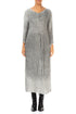 V-Neck Washed Out Crinkled Grey Silk Dress 1