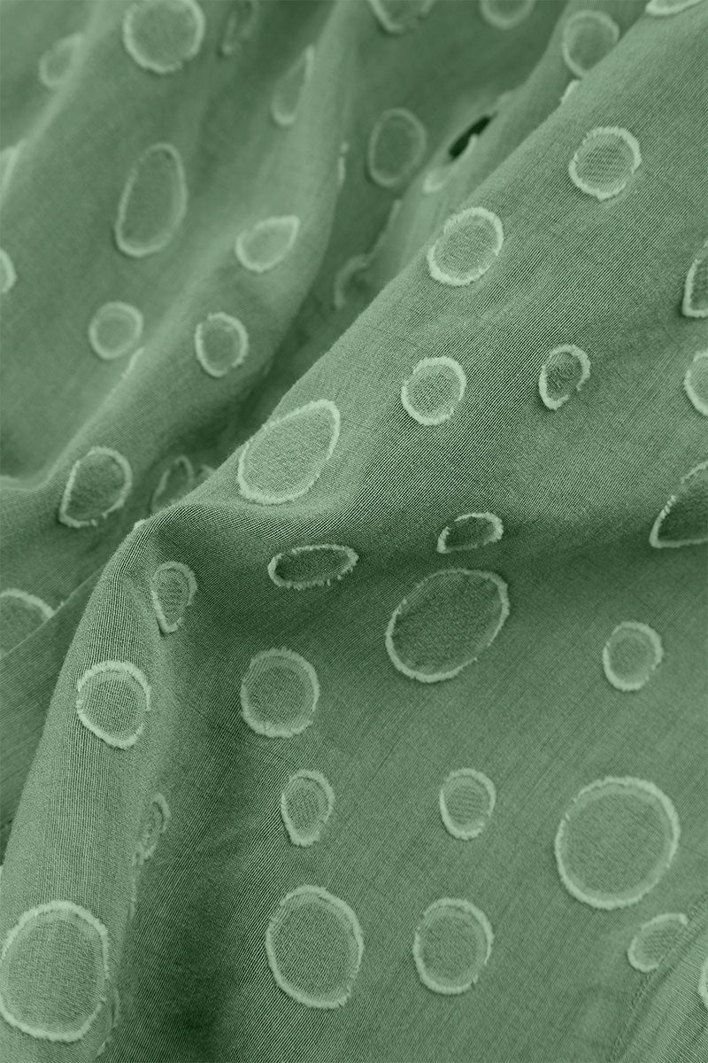 V-Neck Dotty Dark Sage Silk Dress 5