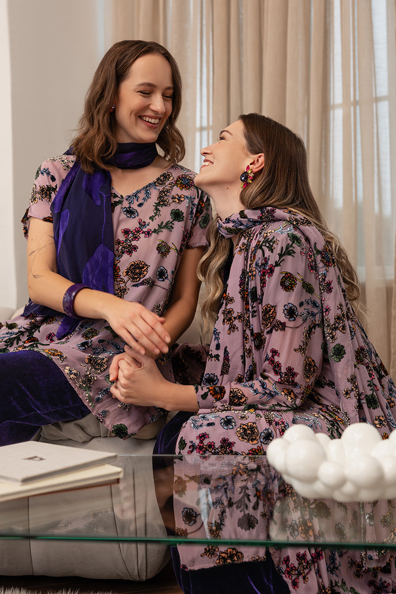 Velvet Blooms Devoré Silk Scarf 6