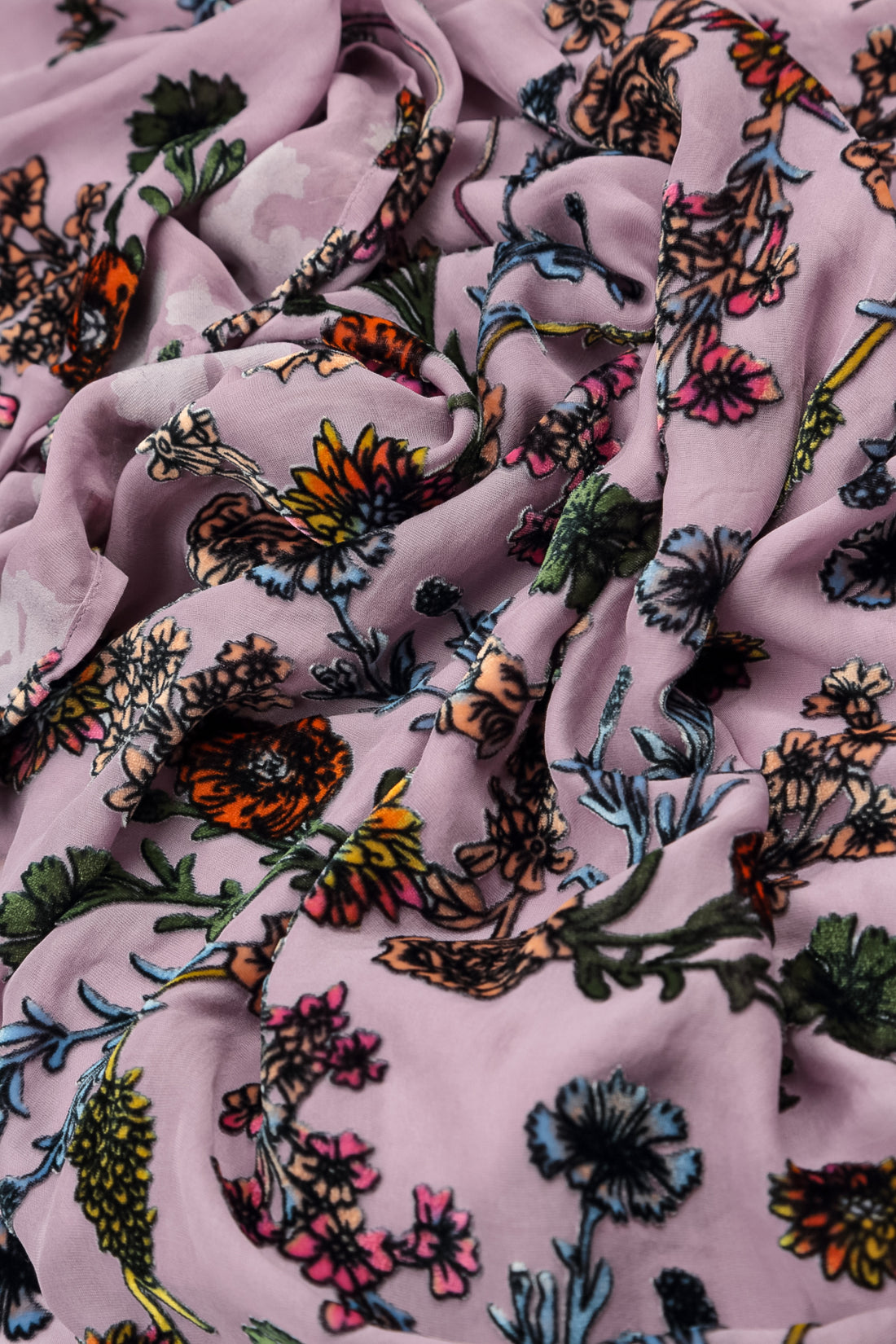 Velvet Blooms Devoré Silk Scarf 5