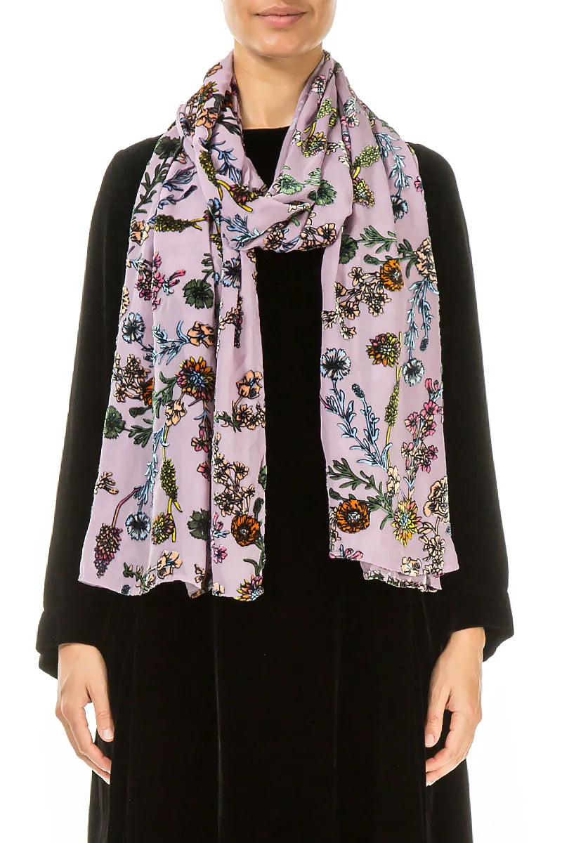 Velvet Blooms Devoré Silk Scarf 1