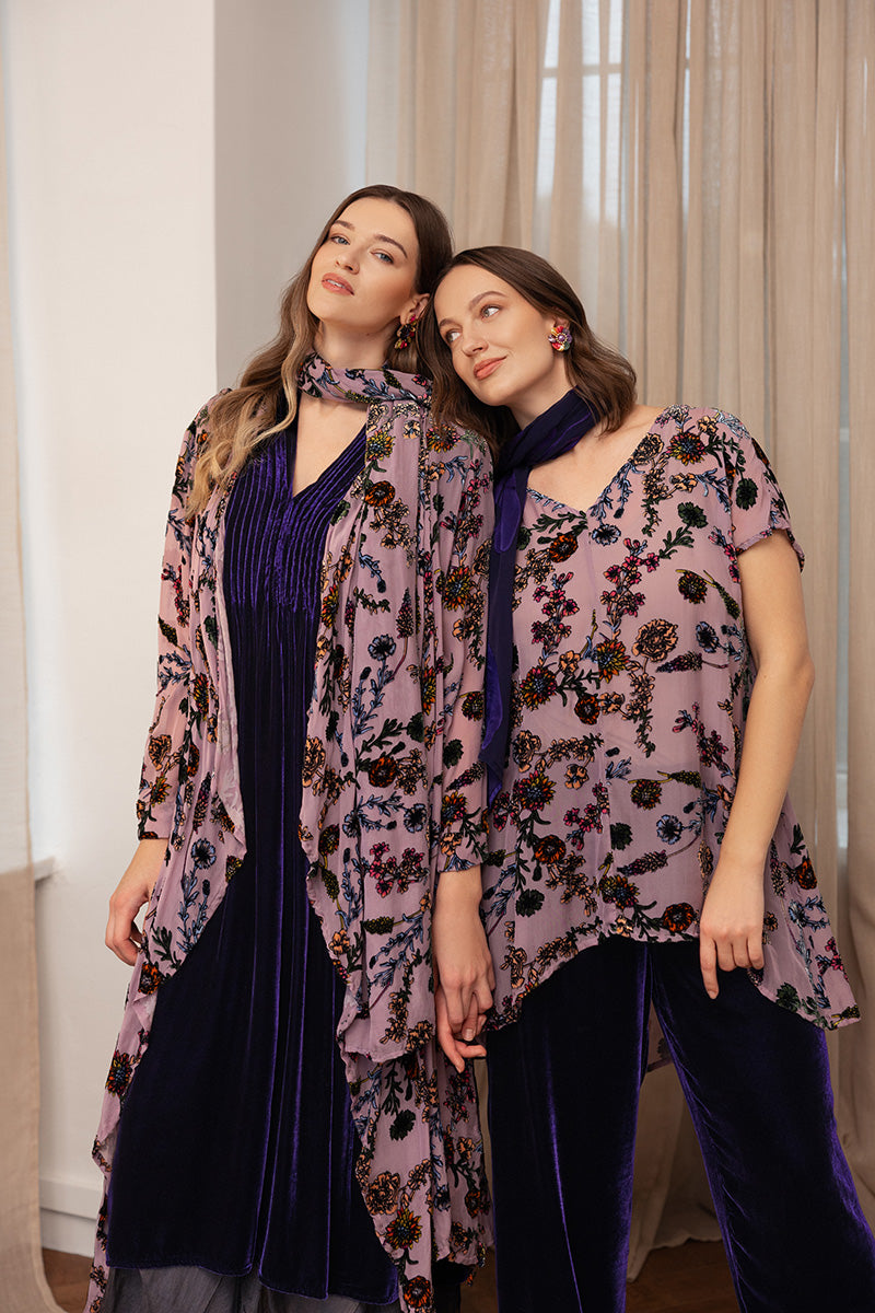 Velvet Blooms Devoré Silk Tunic 1