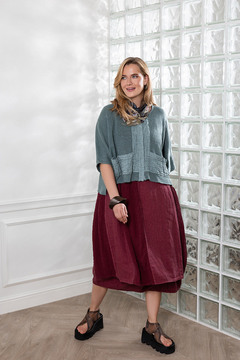 Vertical Line Antique Ruby Linen Dress