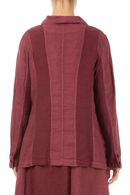 Vertical Line Antique Ruby Linen Jacket