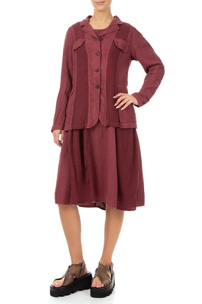 Vertical Line Antique Ruby Linen Jacket