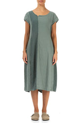 Vertical Line Sage Linen Dress 1